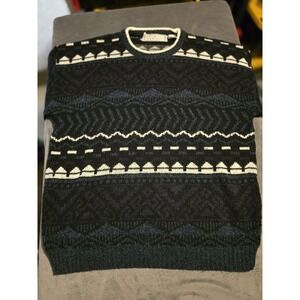 Vintage Michael Gerald Mens Pullover Grandpa Sweater Knit Size M Multicolor Geo